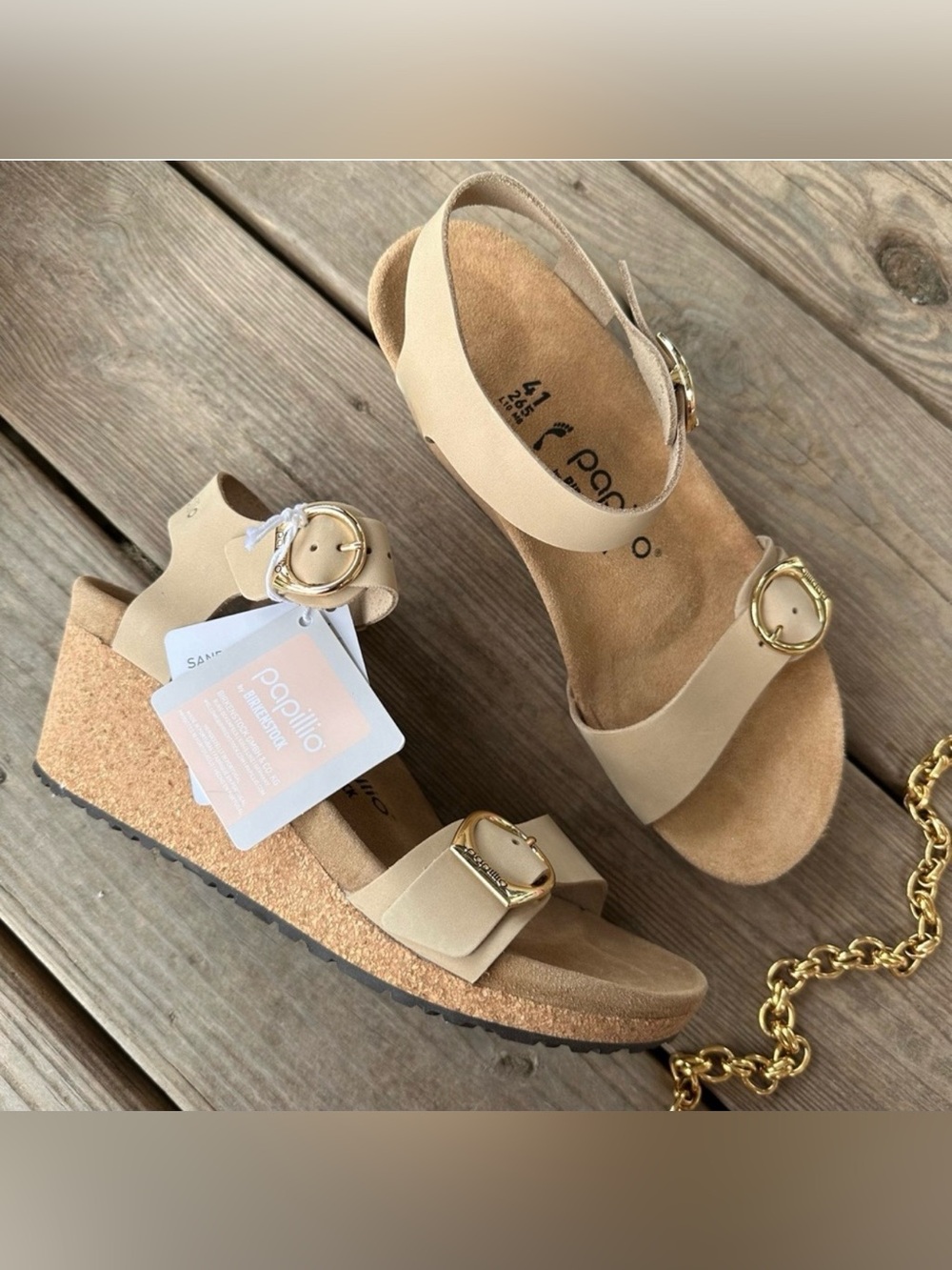 Pappillio Birkenstock Soley Ring-Buckle Sandcastle Wedge Sandal Strappy 10 41